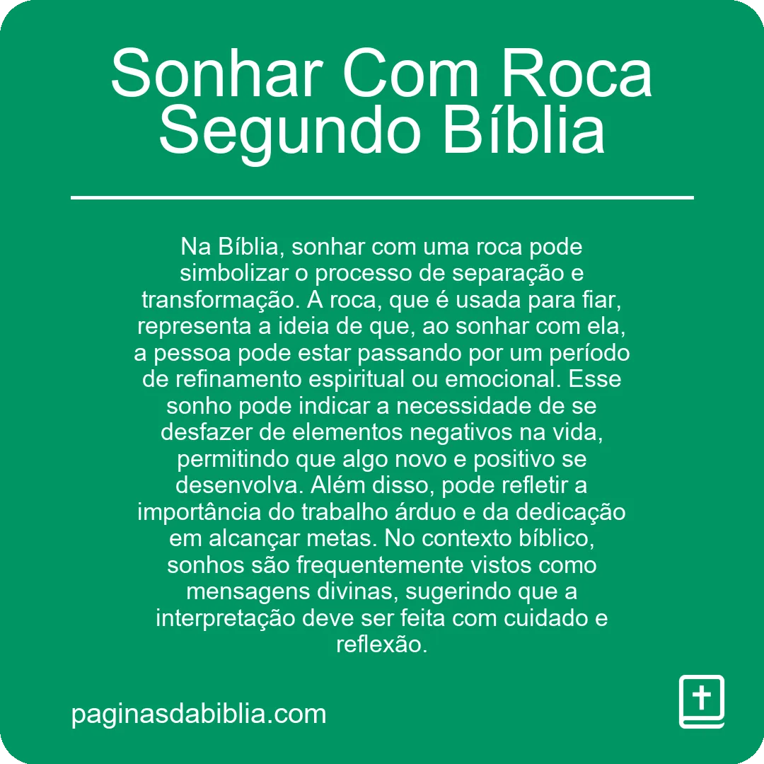 Sonhar Com Roca Segundo Bíblia