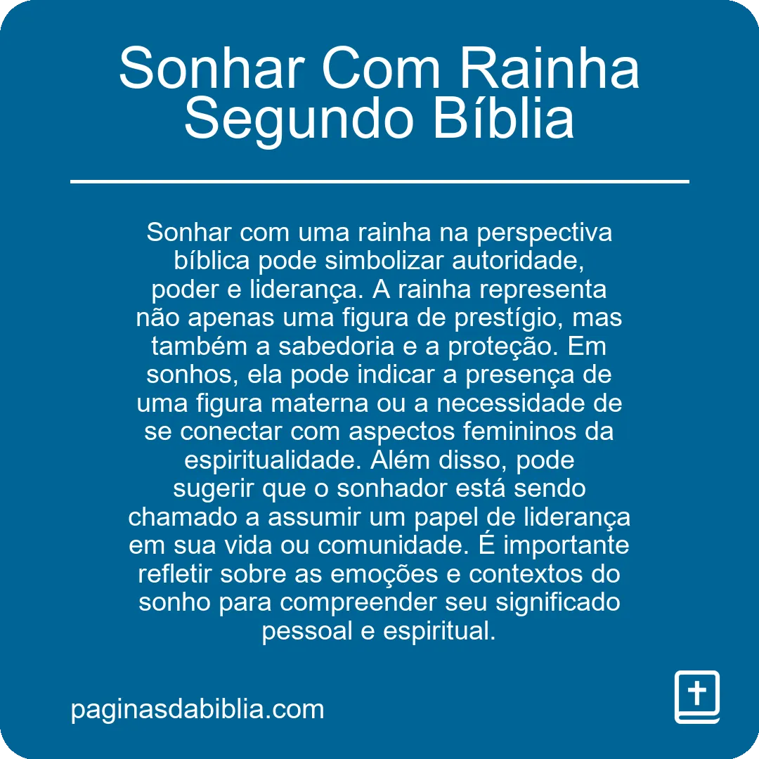 Sonhar Com Rainha Segundo Bíblia