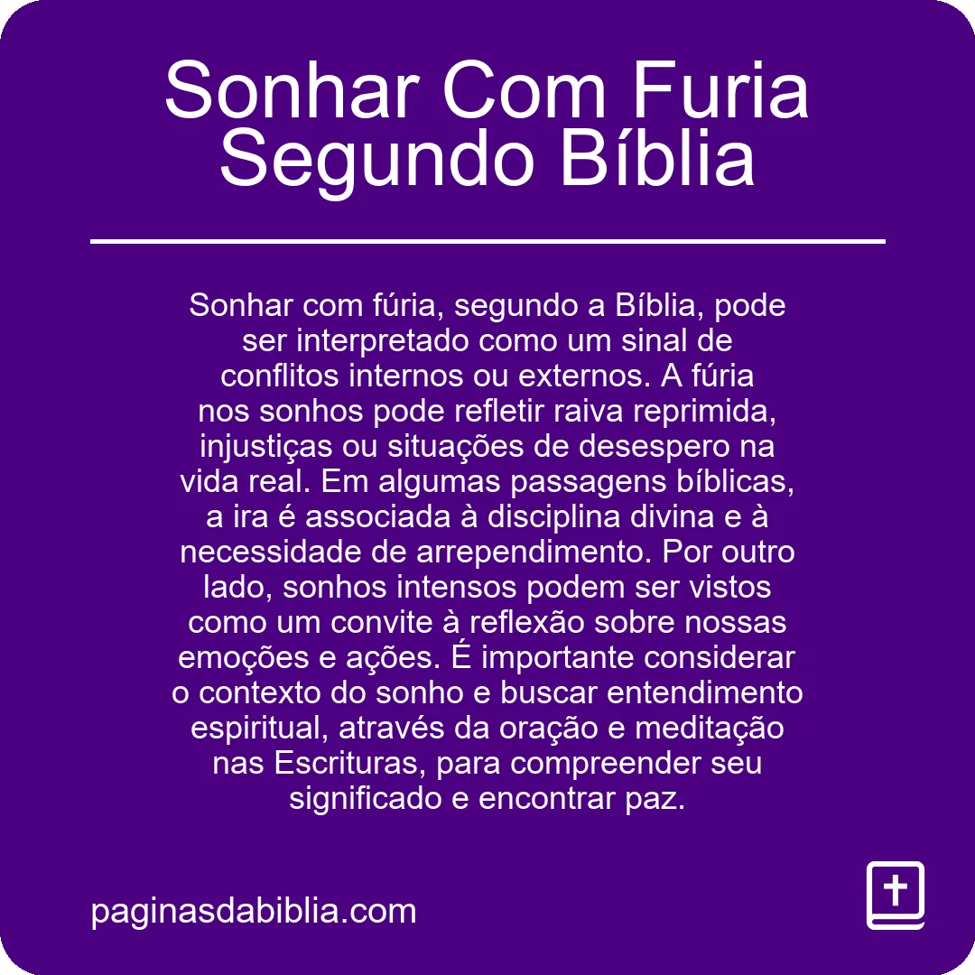 Sonhar Com Furia Segundo Bíblia