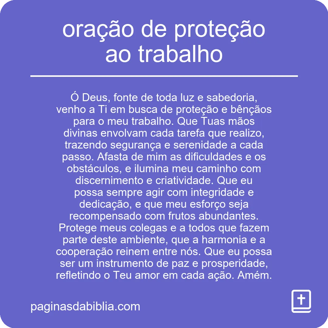 oração de proteção ao trabalho