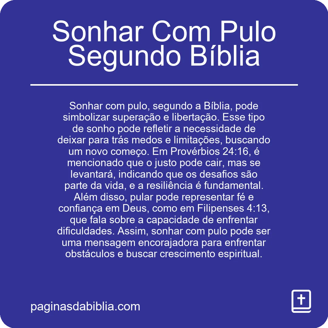 Sonhar Com Pulo Segundo Bíblia