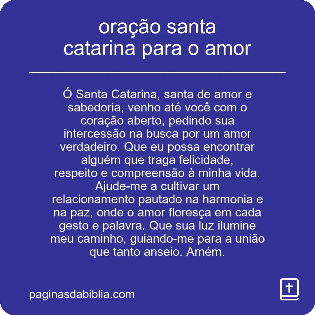 oração santa catarina para o amor