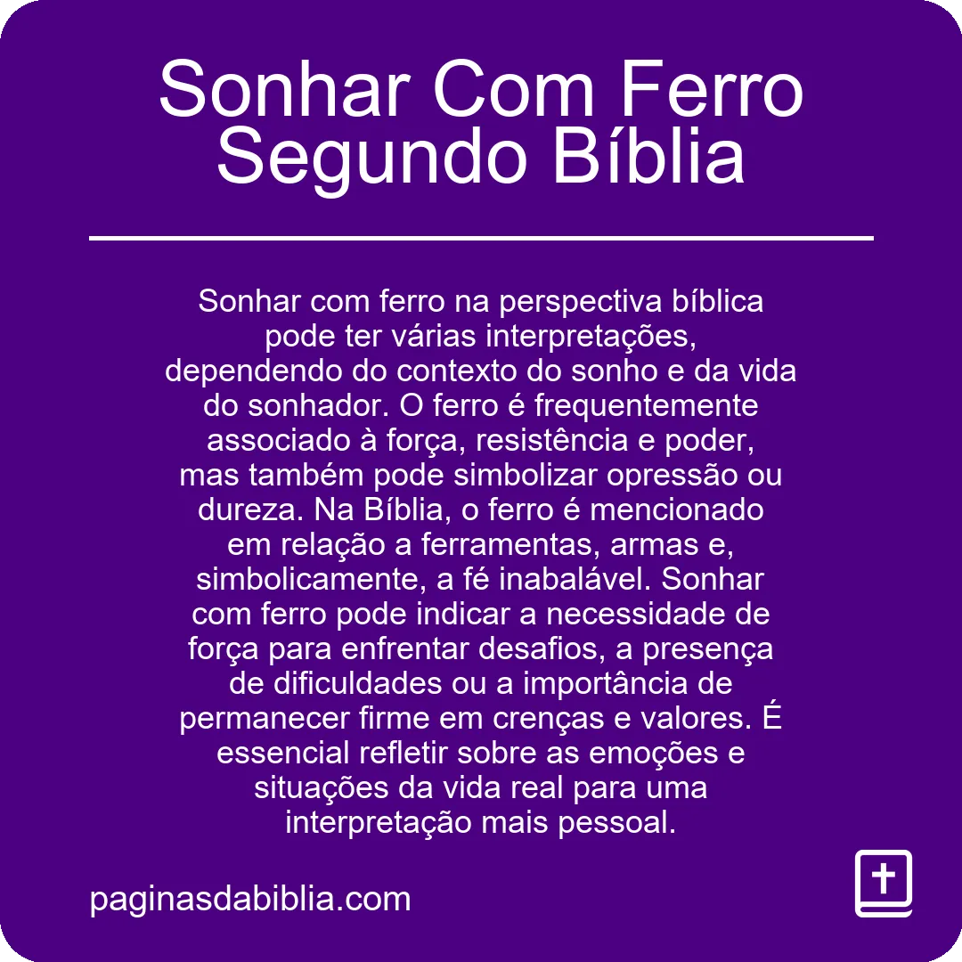 Sonhar Com Ferro Segundo Bíblia