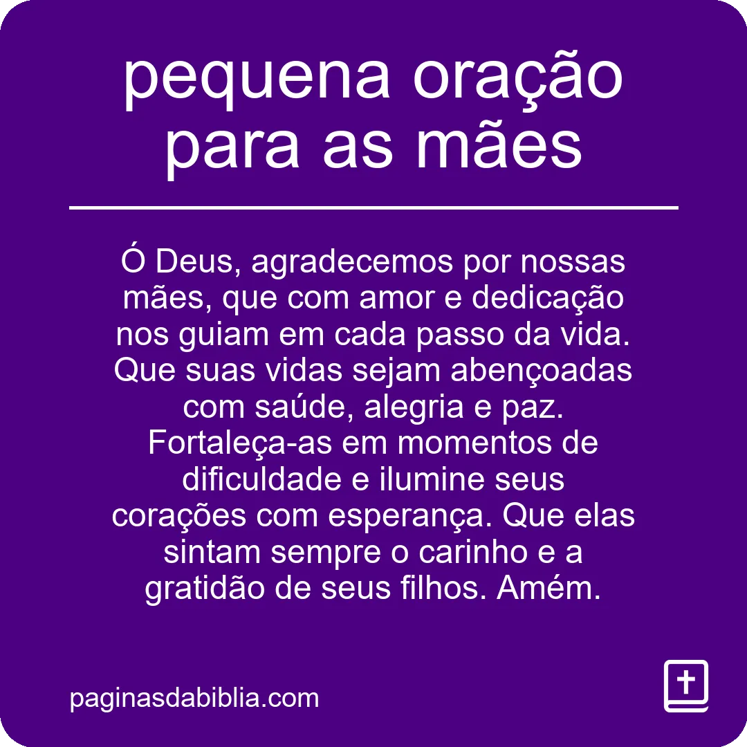 pequena oração para as mães