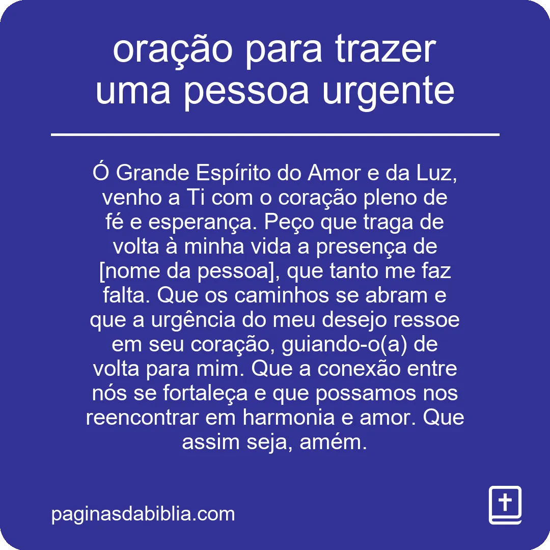 oração para trazer uma pessoa urgente