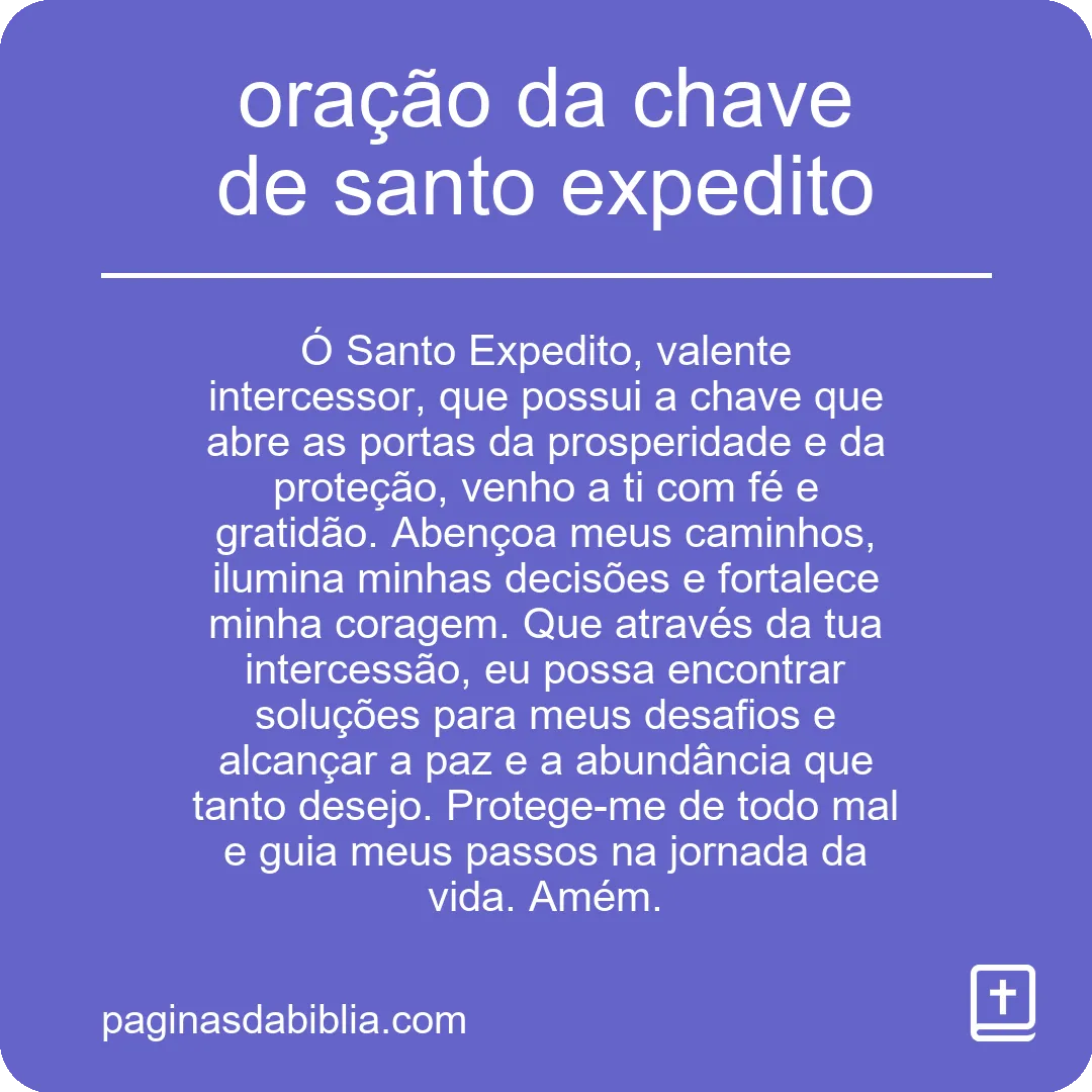 oração da chave de santo expedito