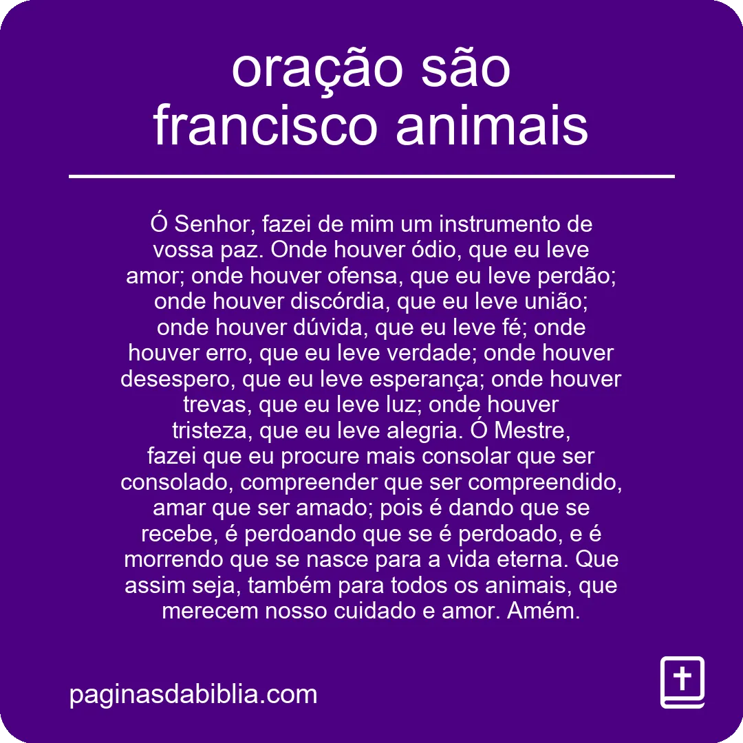 oração são francisco animais