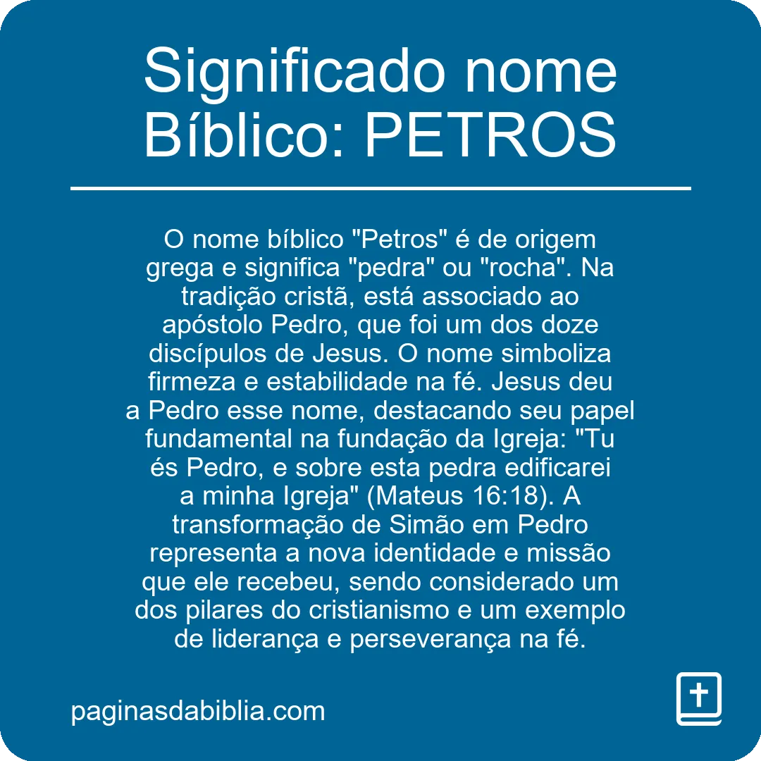 Significado nome Bíblico: PETROS