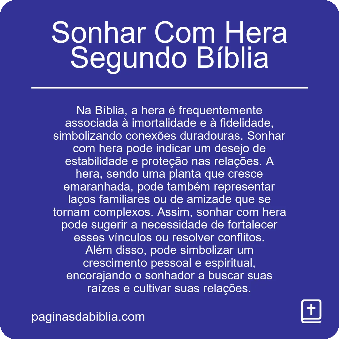 Sonhar Com Hera Segundo Bíblia