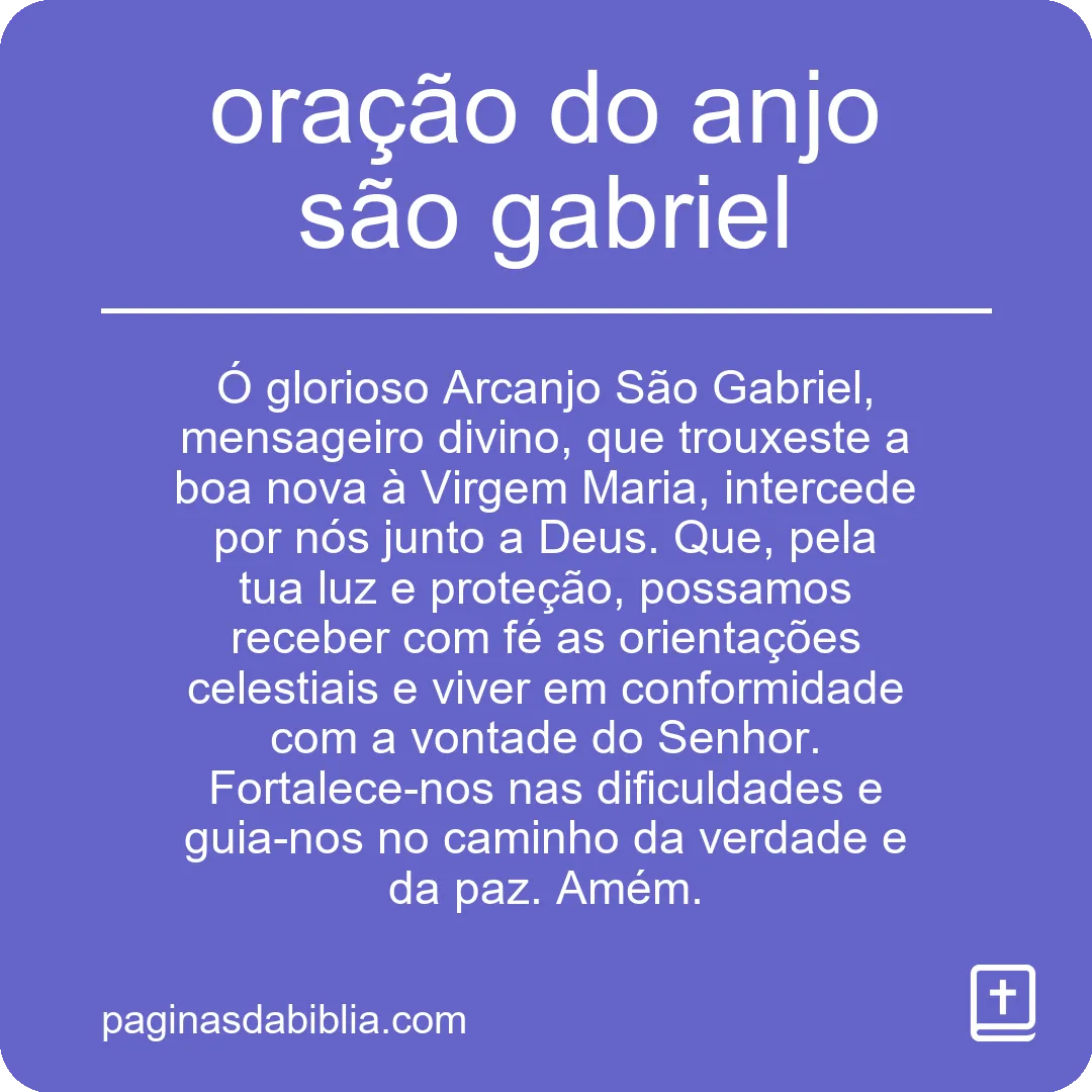 oração do anjo são gabriel