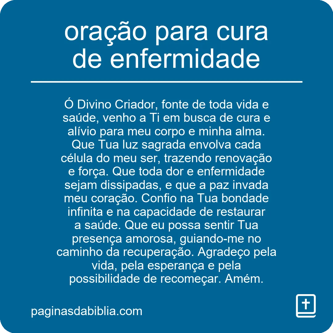 oração para cura de enfermidade