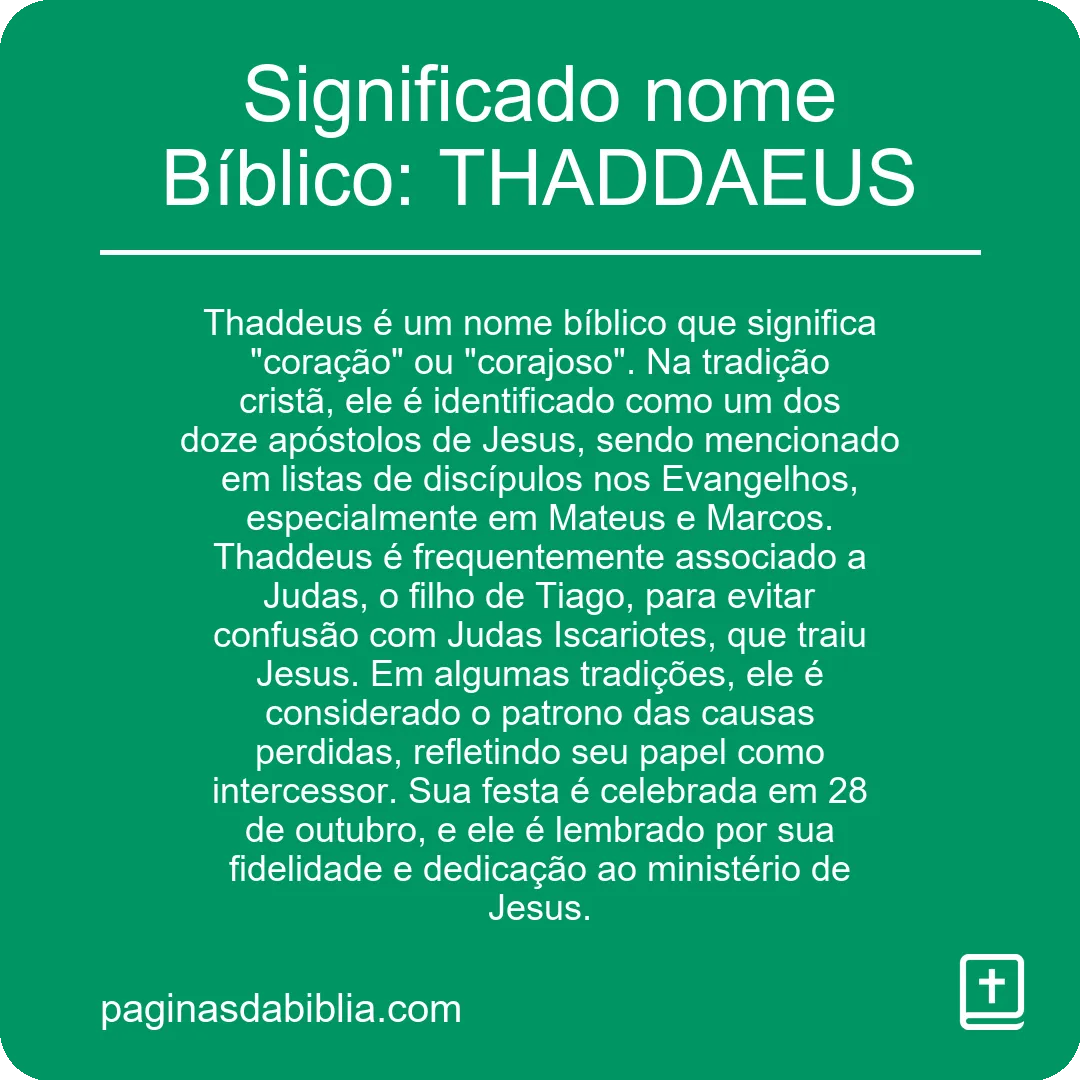 Significado nome Bíblico: THADDAEUS