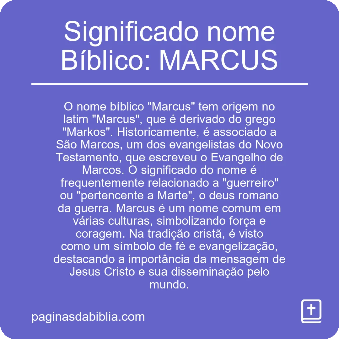 Significado nome Bíblico: MARCUS