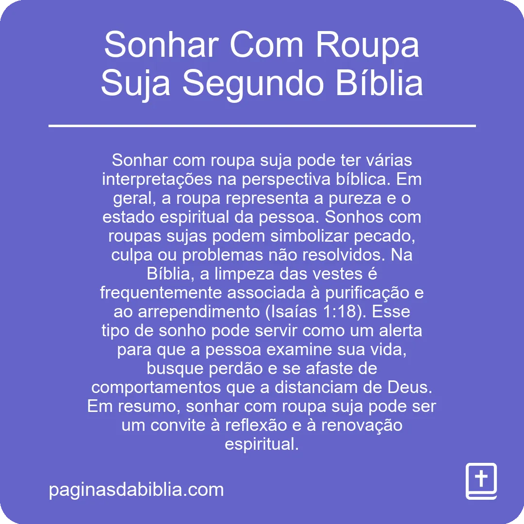 Sonhar Com Roupa Suja Segundo Bíblia