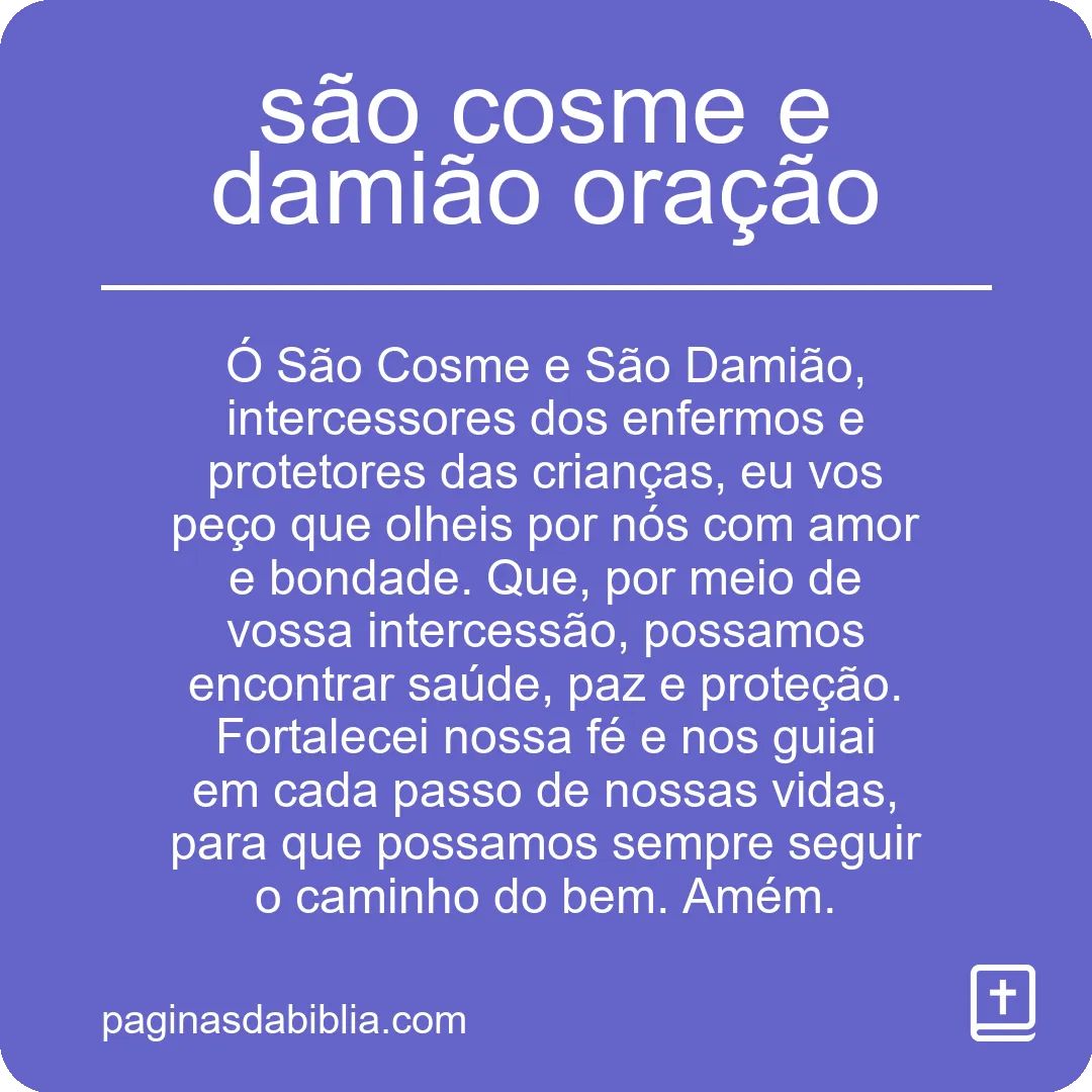 são cosme e damião oração