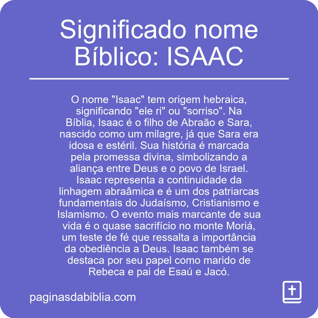 Significado nome Bíblico: ISAAC