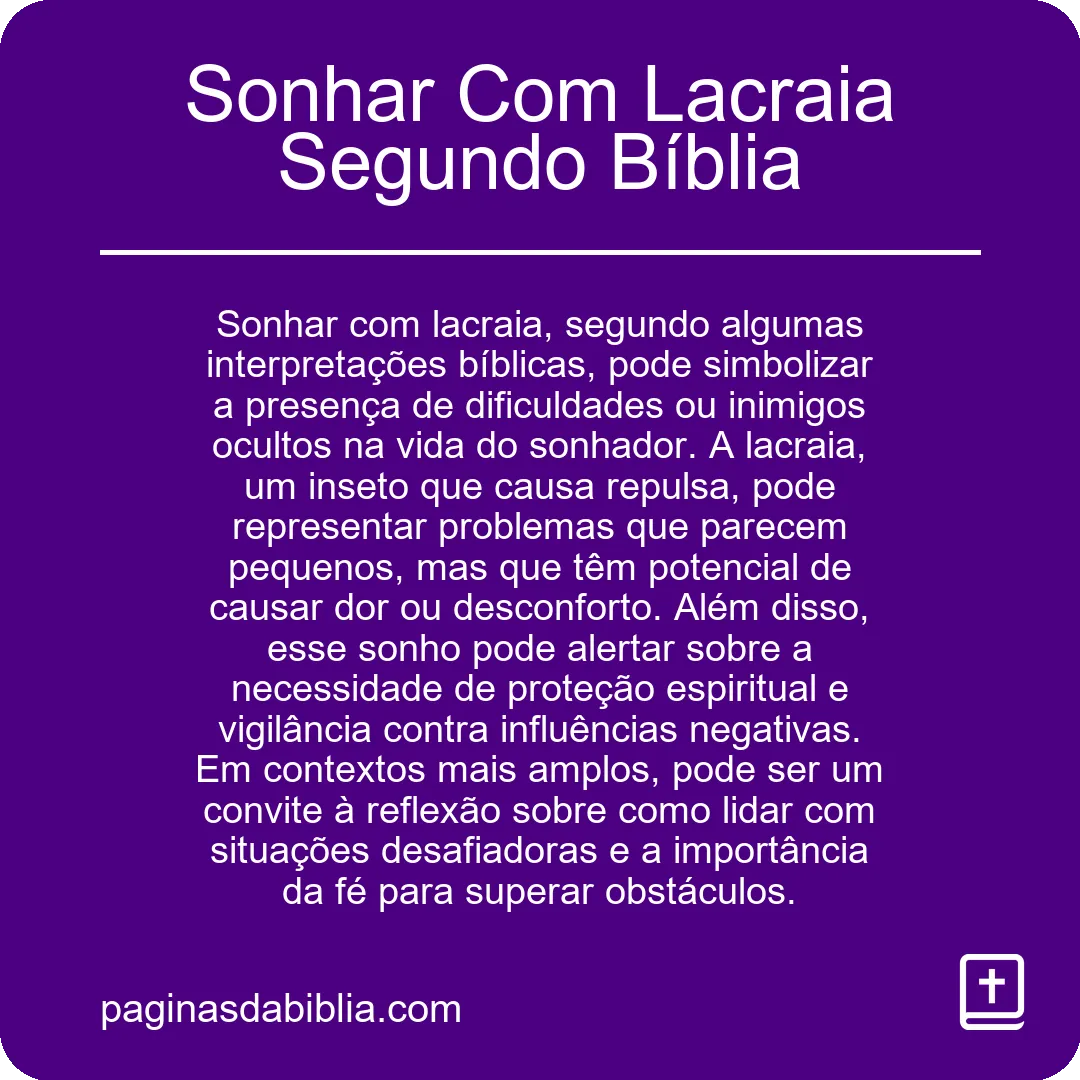 Sonhar Com Lacraia Segundo Bíblia