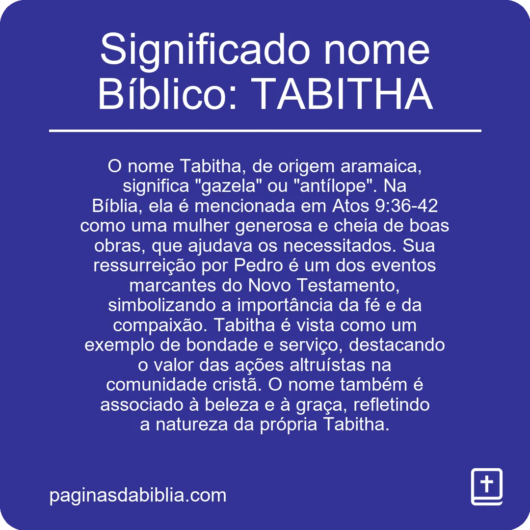 Significado nome Bíblico: TABITHA