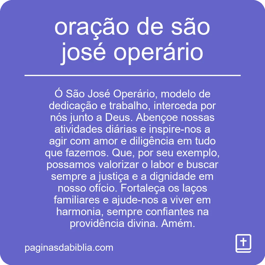 oração de são josé operário