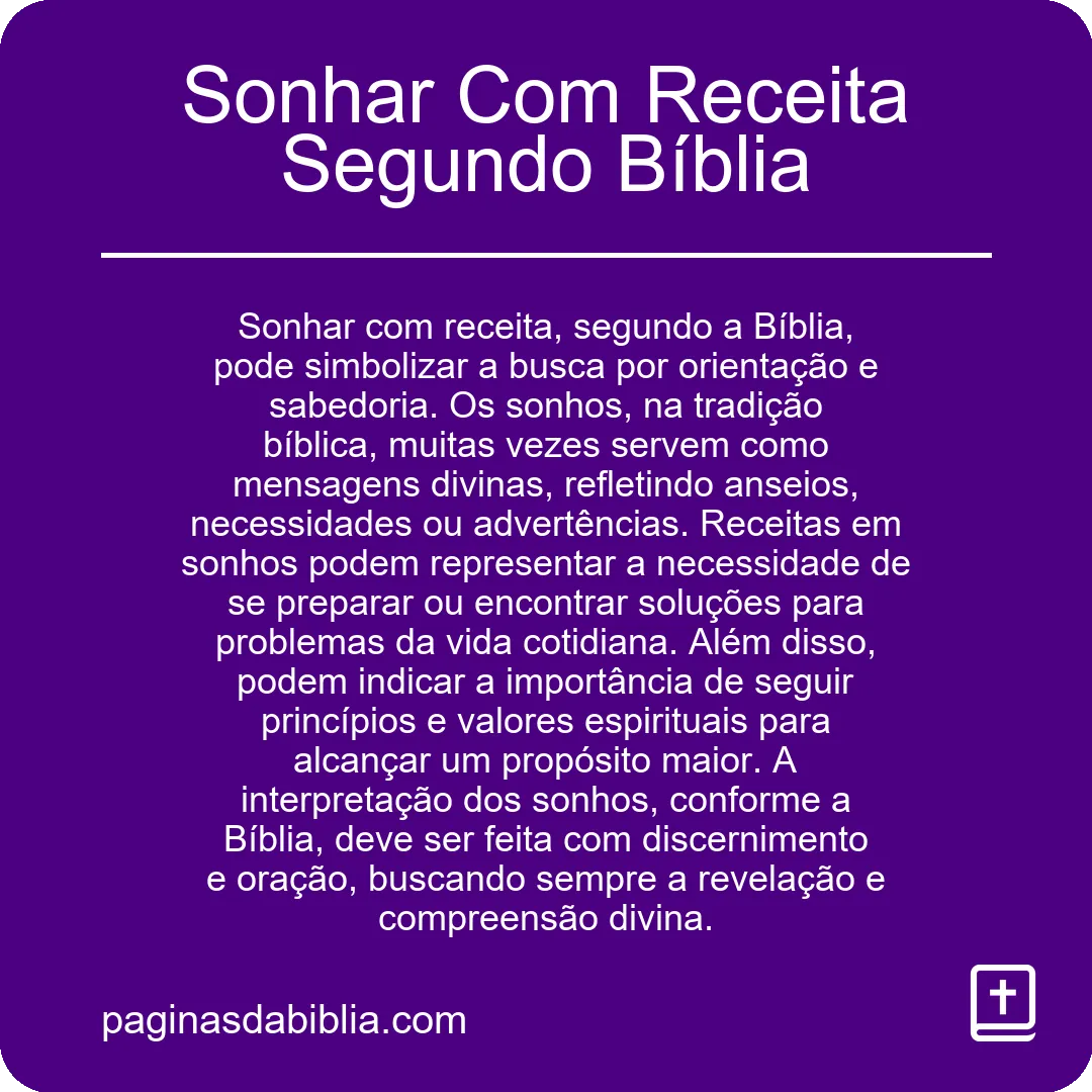 Sonhar Com Receita Segundo Bíblia