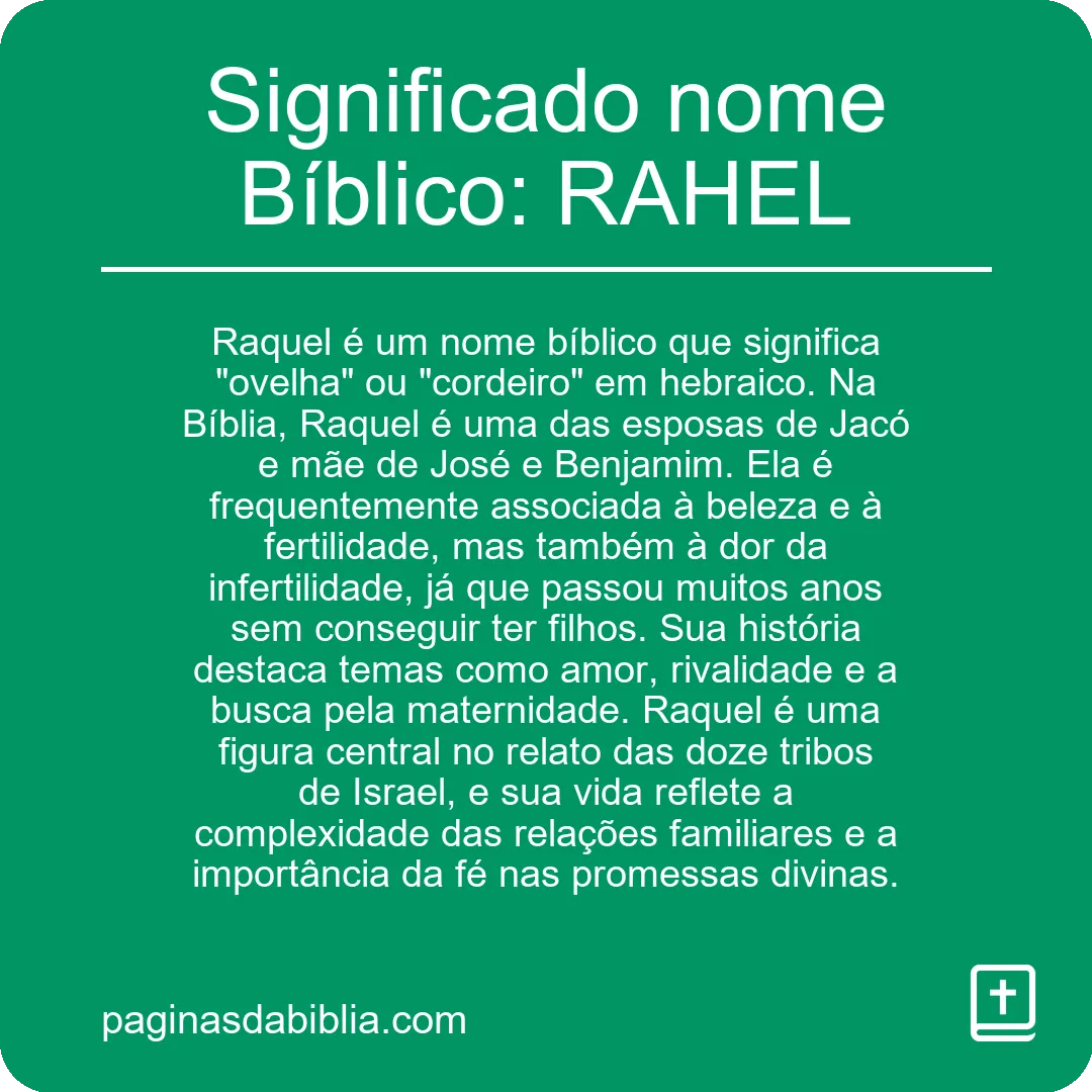 Significado nome Bíblico: RAHEL