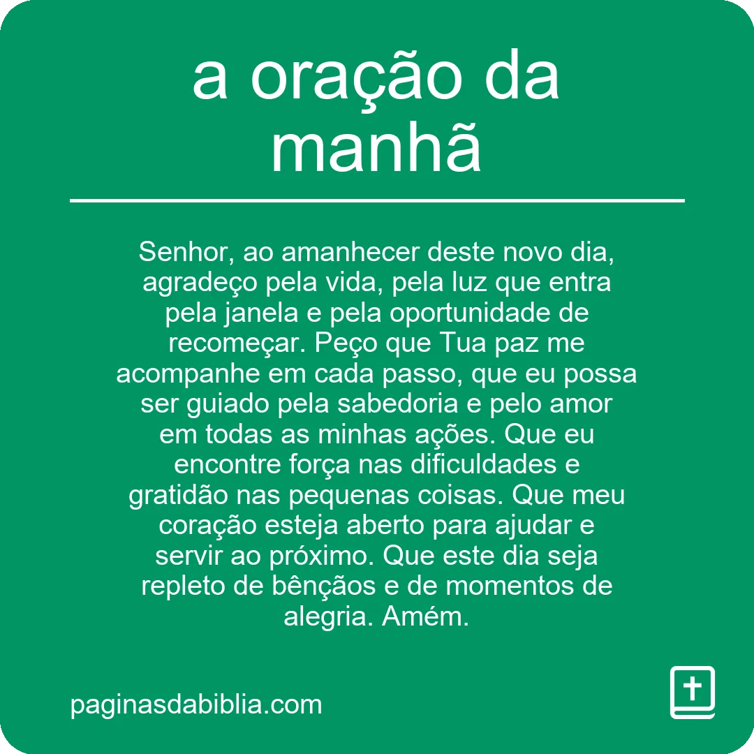 a oração da manhã