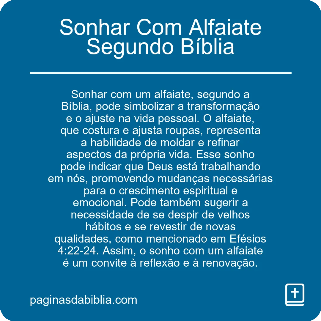 Sonhar Com Alfaiate Segundo Bíblia