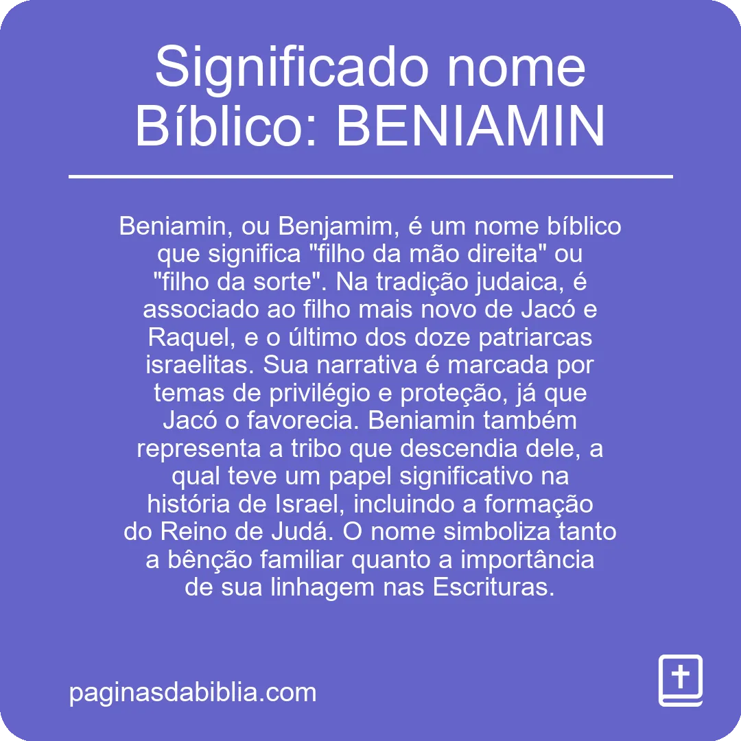 Significado nome Bíblico: BENIAMIN