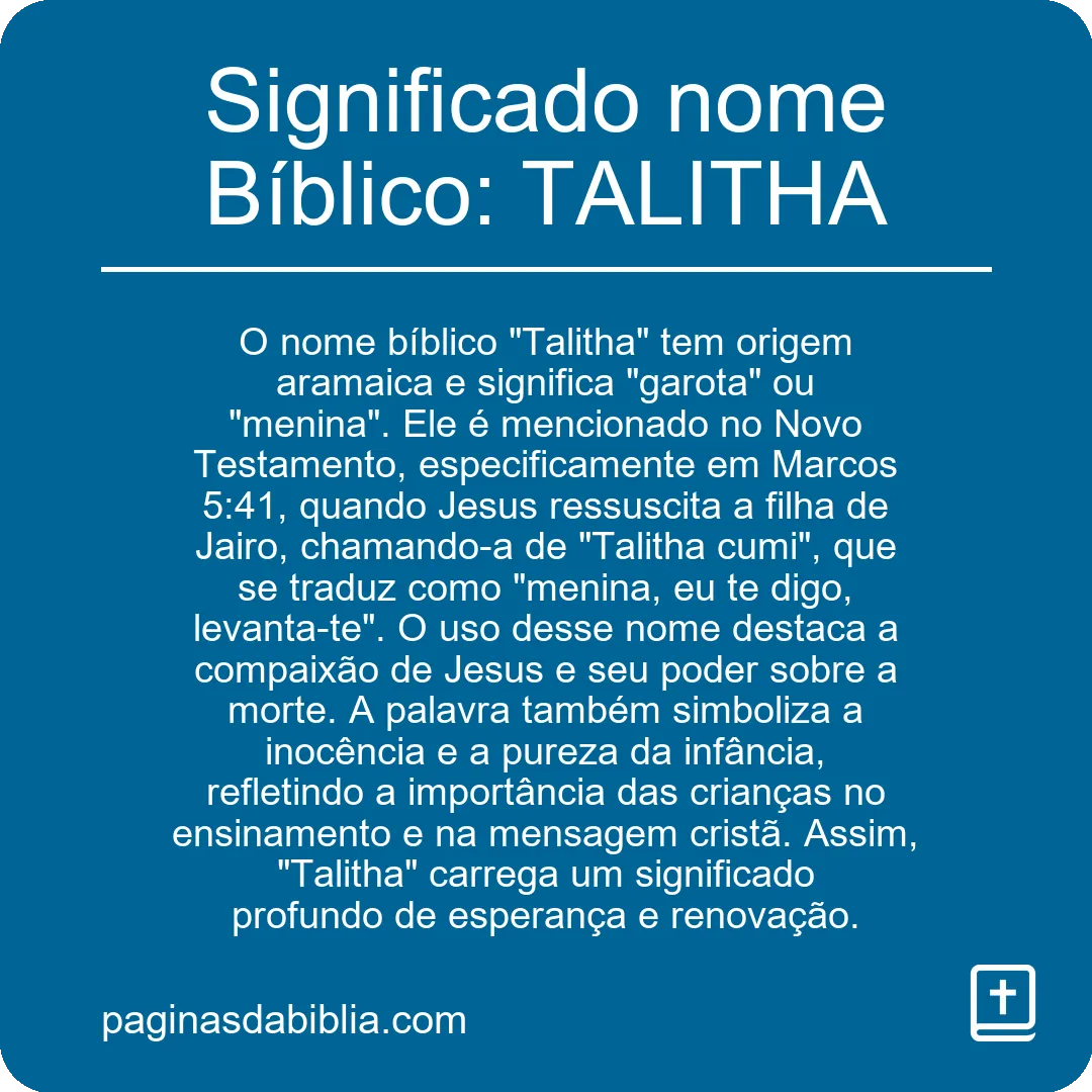 Significado nome Bíblico: TALITHA