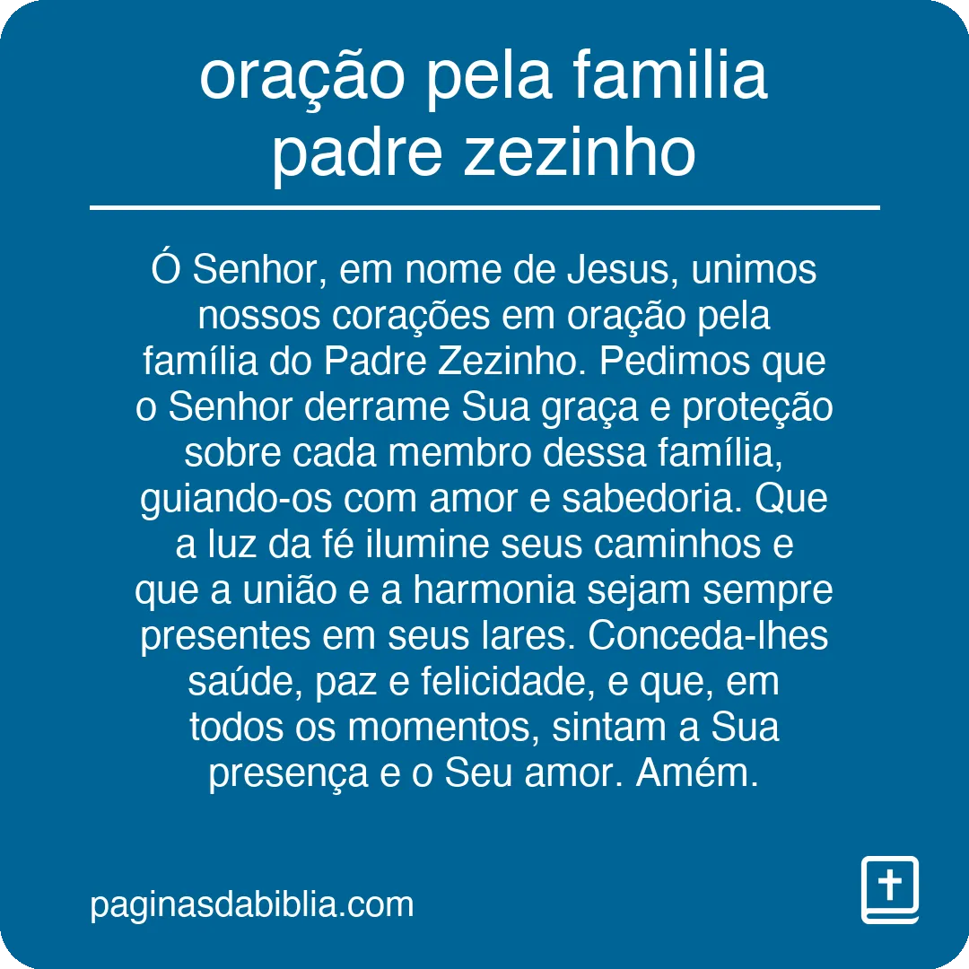 oração pela familia padre zezinho