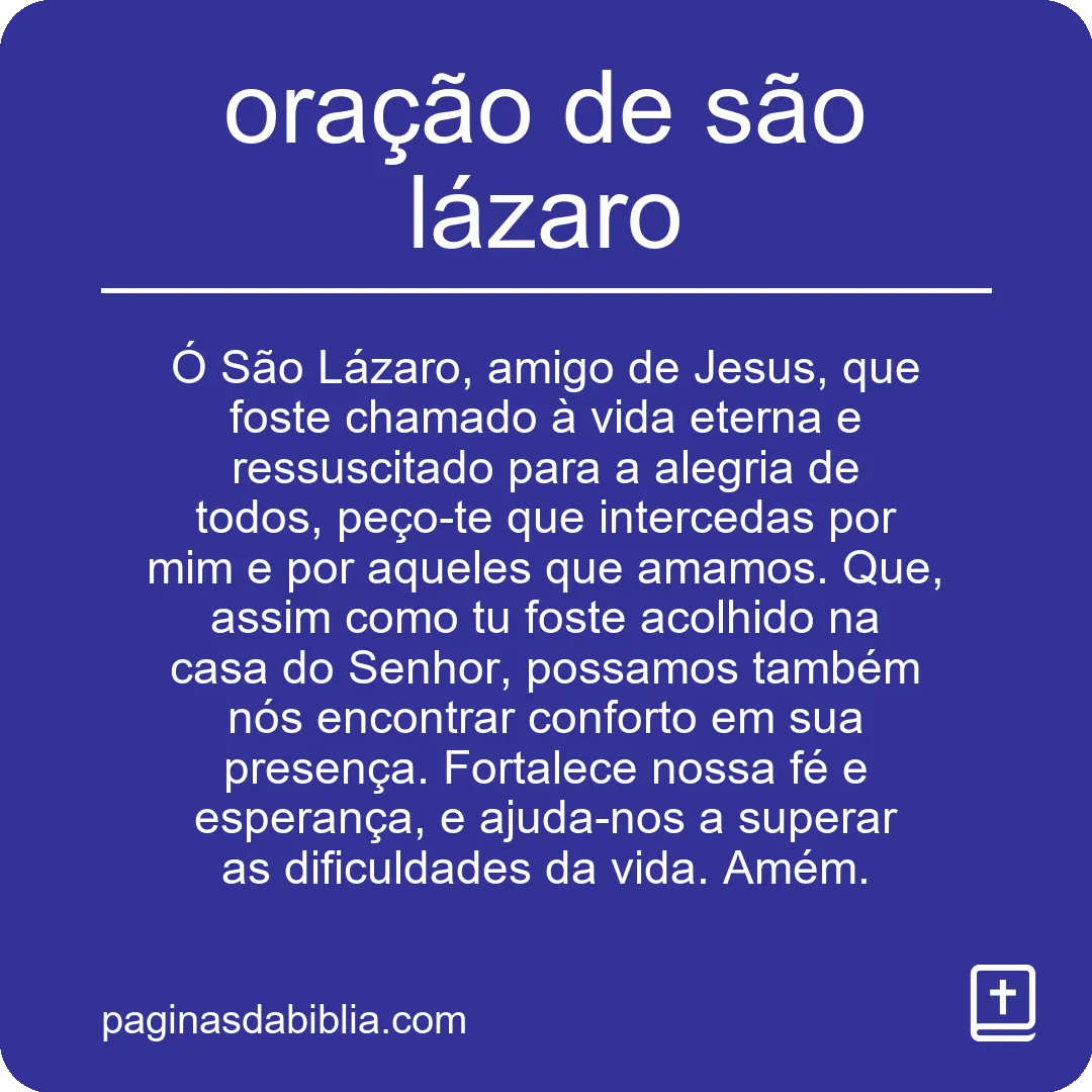 oração de são lázaro