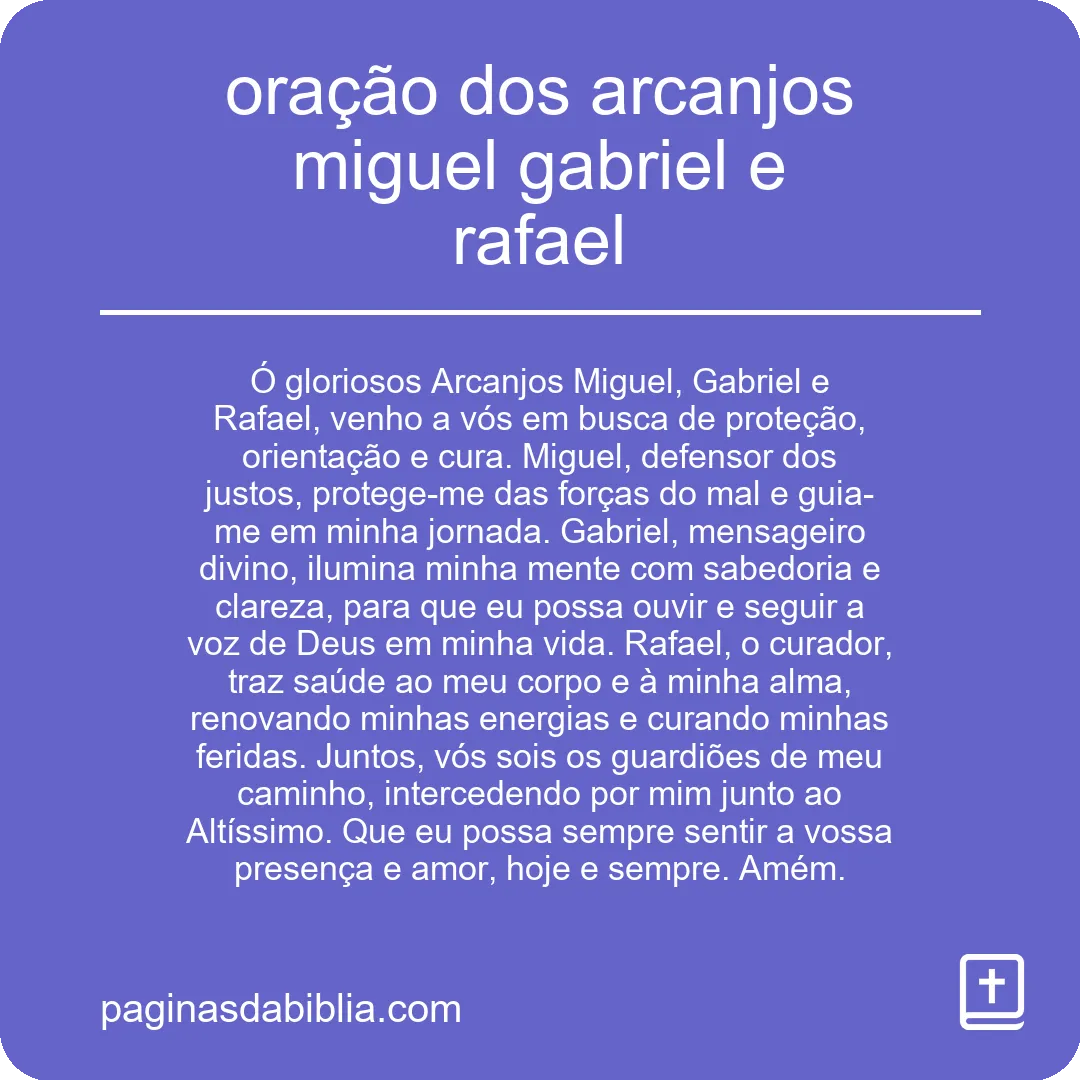 oração dos arcanjos miguel gabriel e rafael