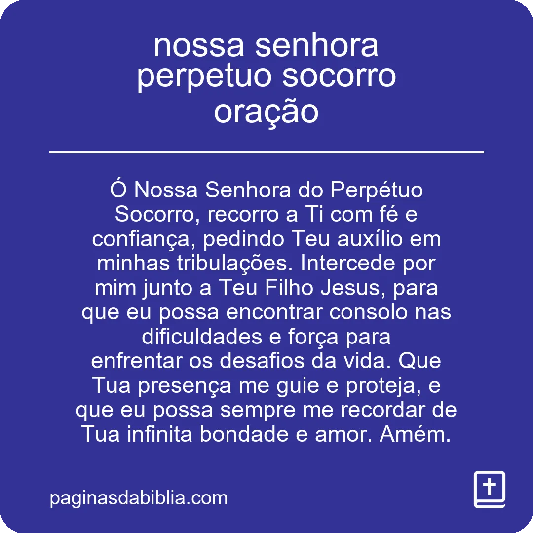 nossa senhora perpetuo socorro oração