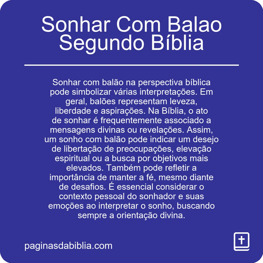 Sonhar Com Balao Segundo Bíblia