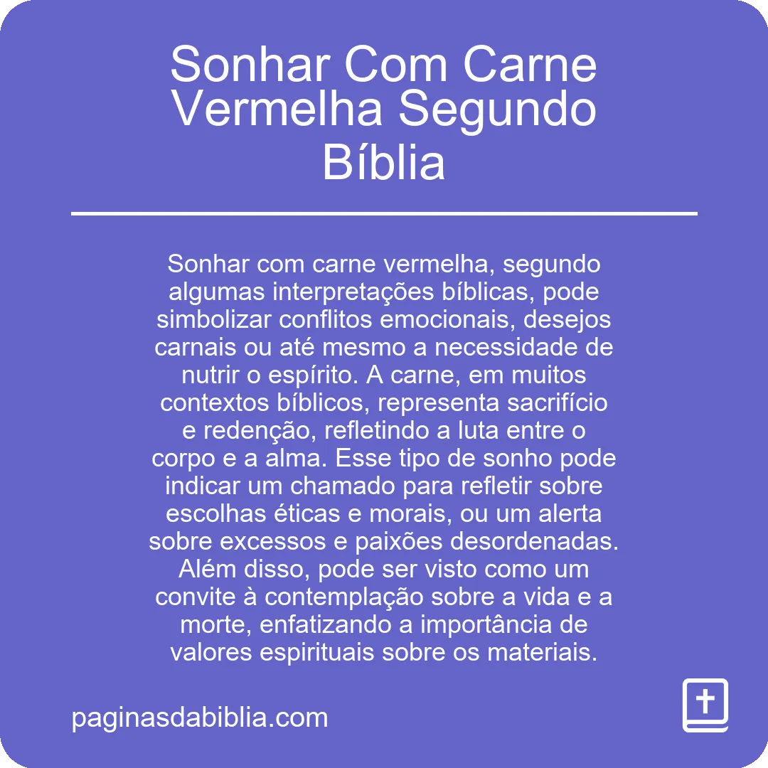 Sonhar Com Carne Vermelha Segundo Bíblia