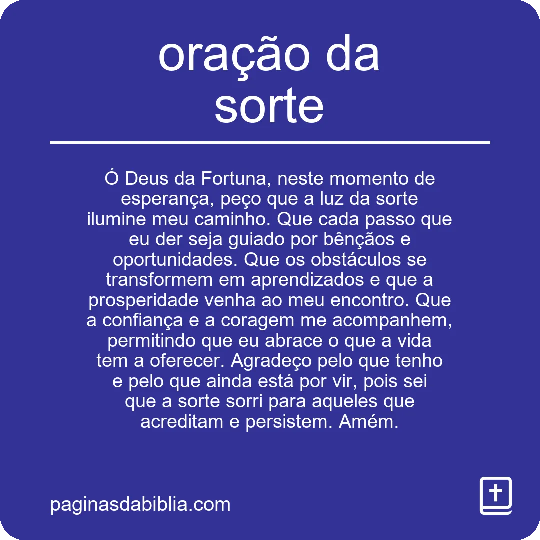 oração da sorte