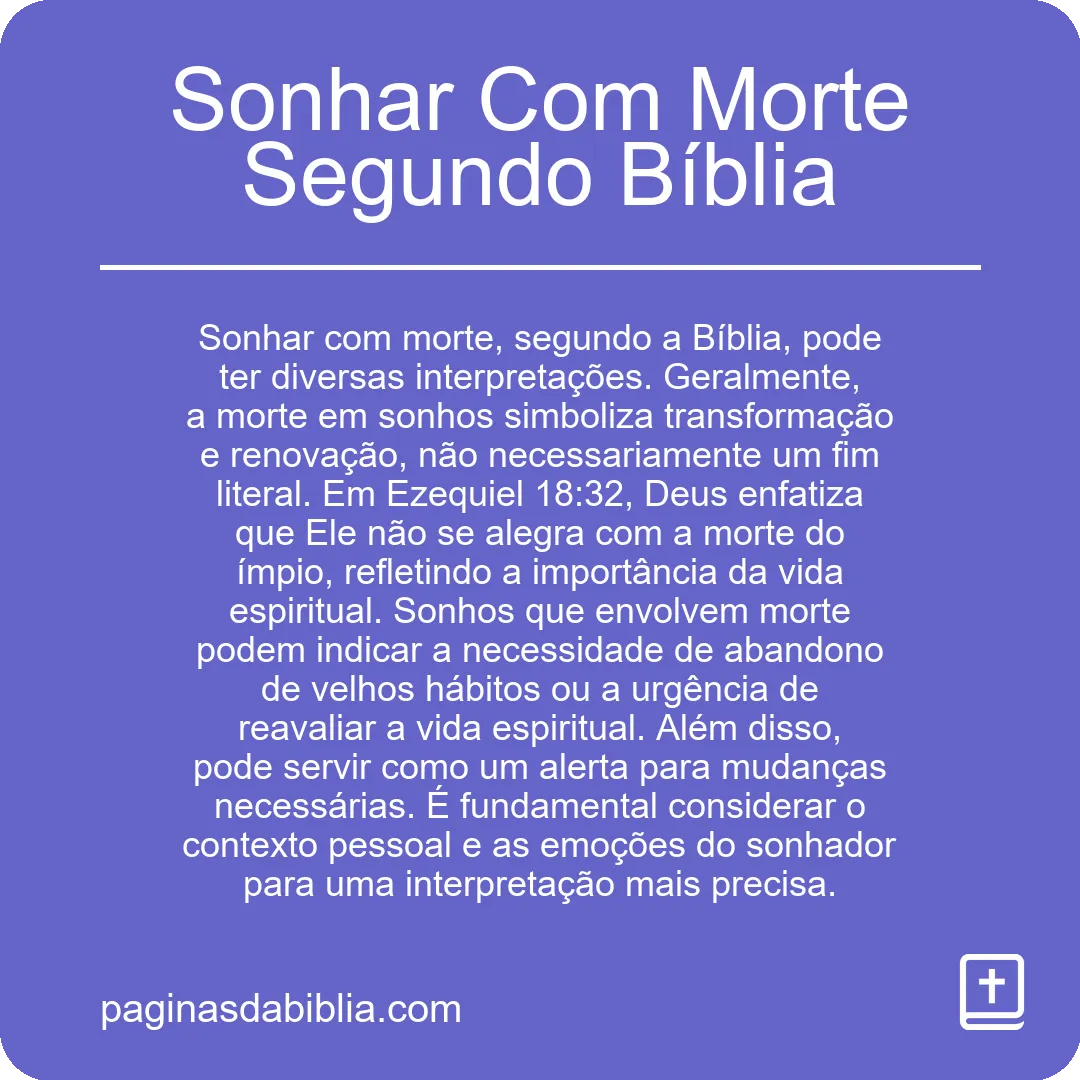 Sonhar Com Morte Segundo Bíblia