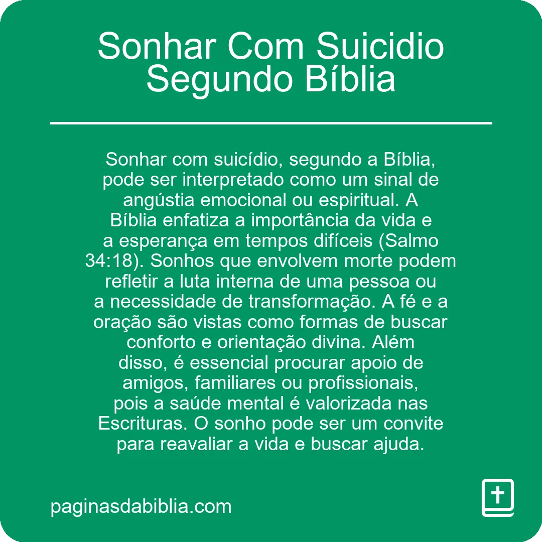 Sonhar Com Suicidio Segundo Bíblia