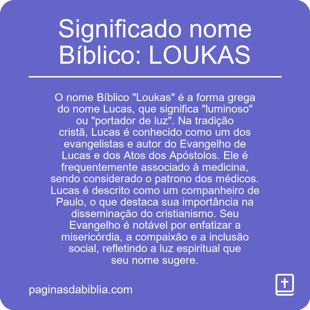 Significado nome Bíblico: LOUKAS