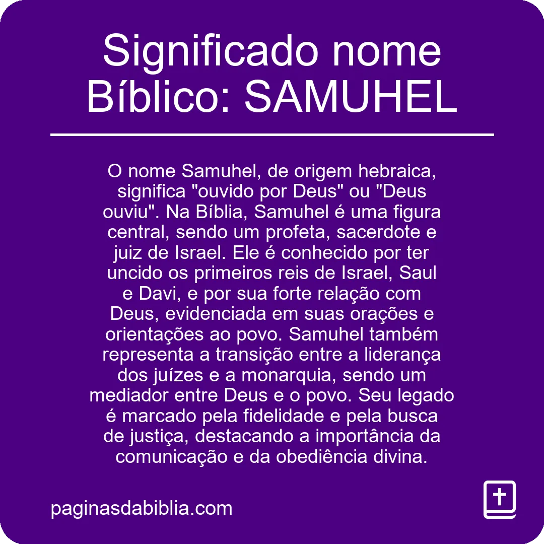 Significado nome Bíblico: SAMUHEL