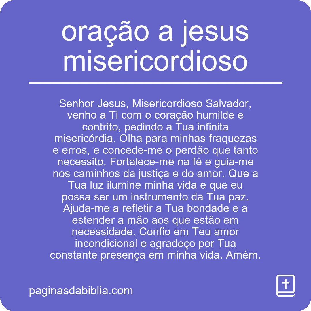 oração a jesus misericordioso