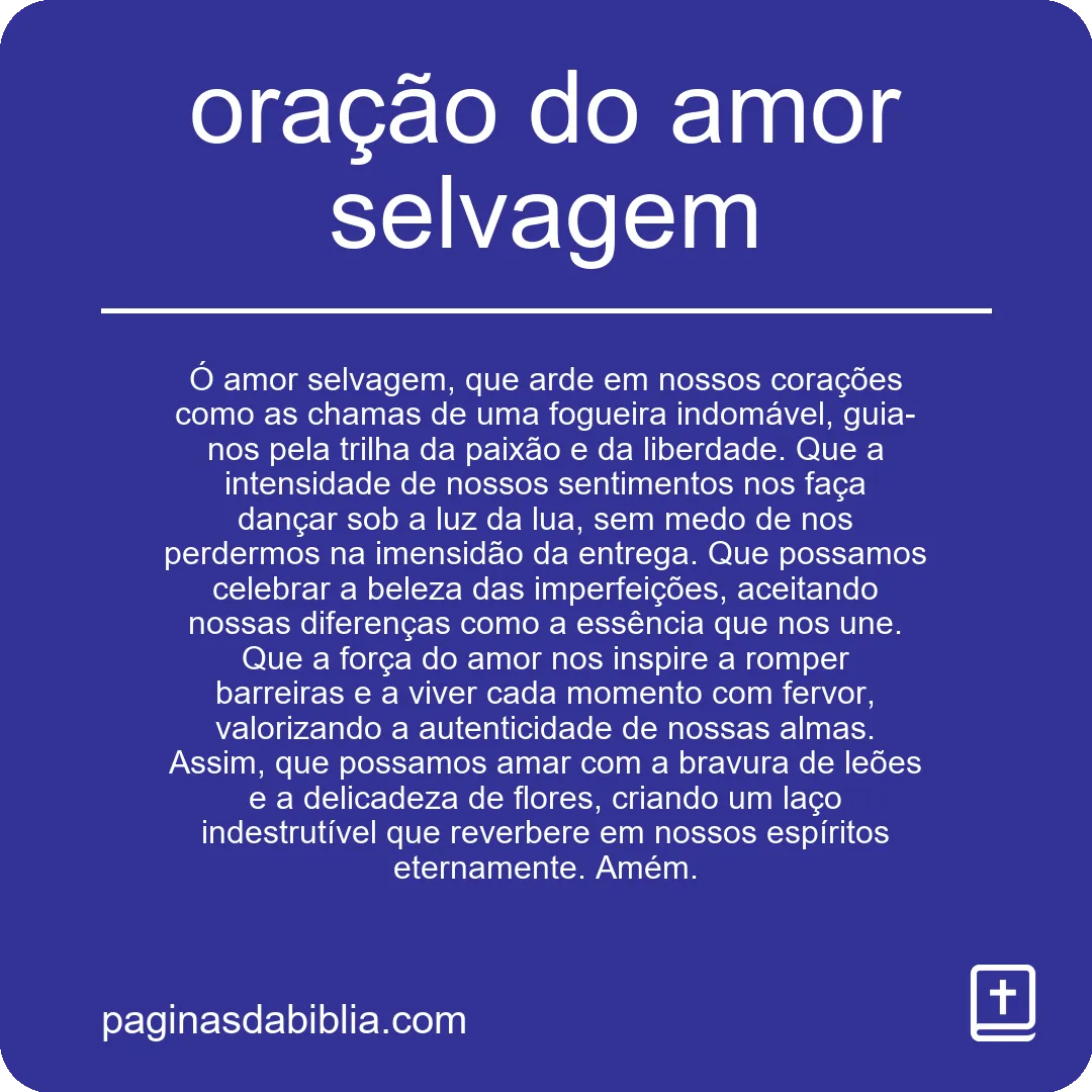 oração do amor selvagem