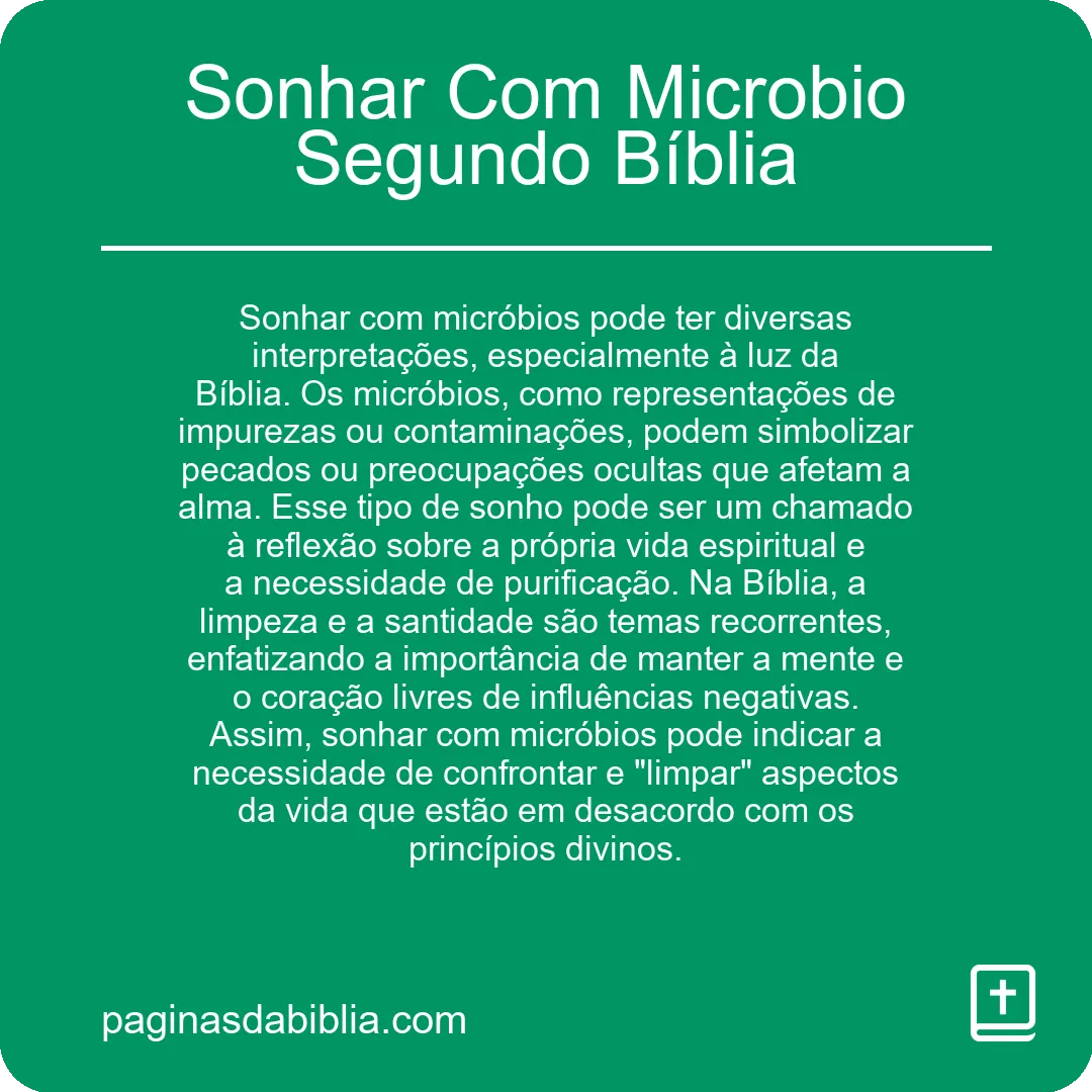 Sonhar Com Microbio Segundo Bíblia