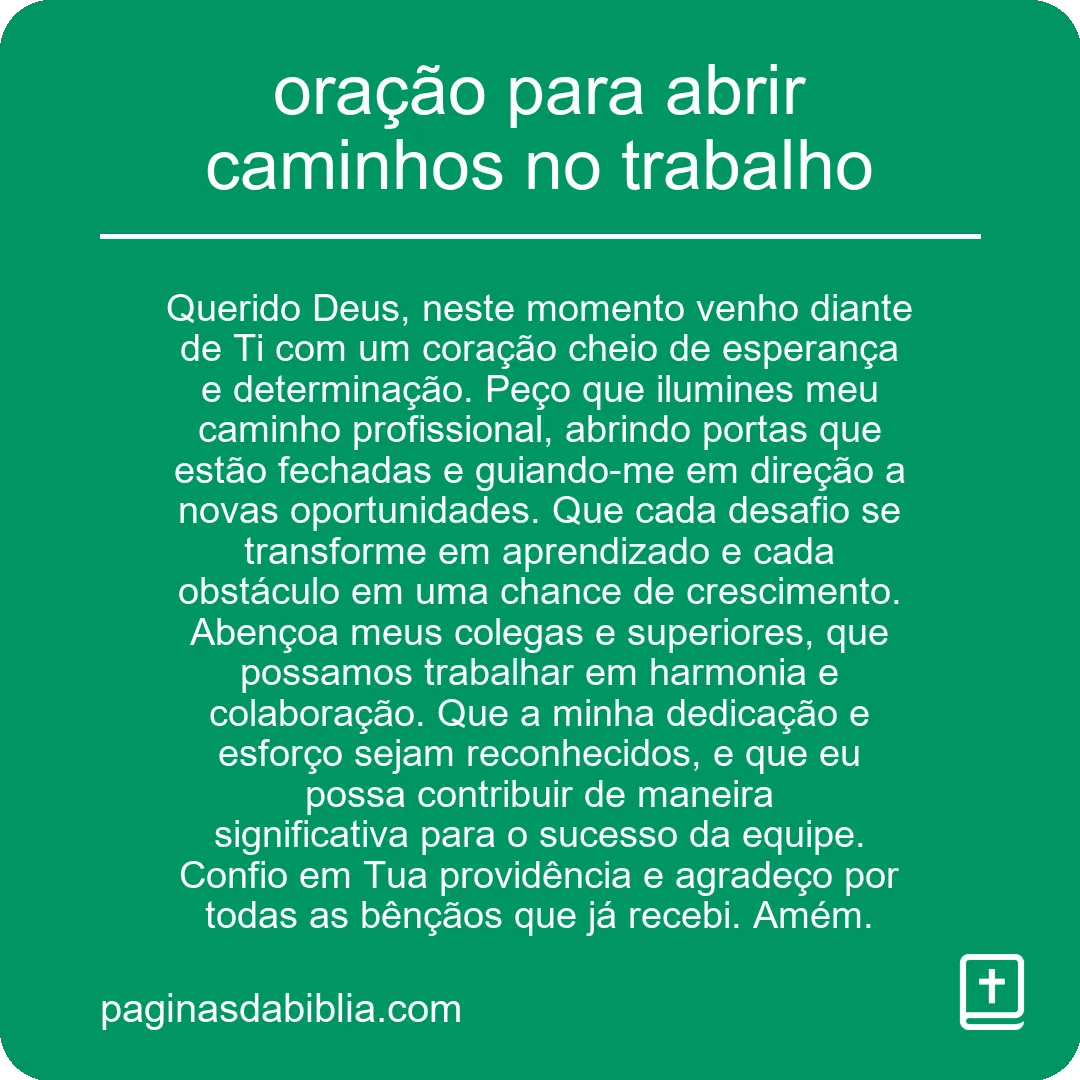 oração para abrir caminhos no trabalho