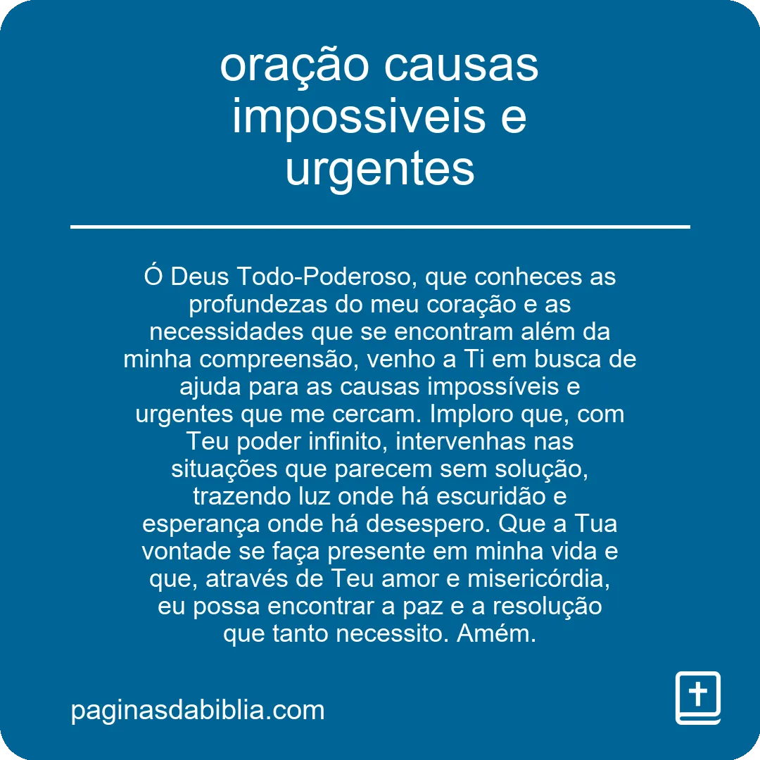 oração causas impossiveis e urgentes