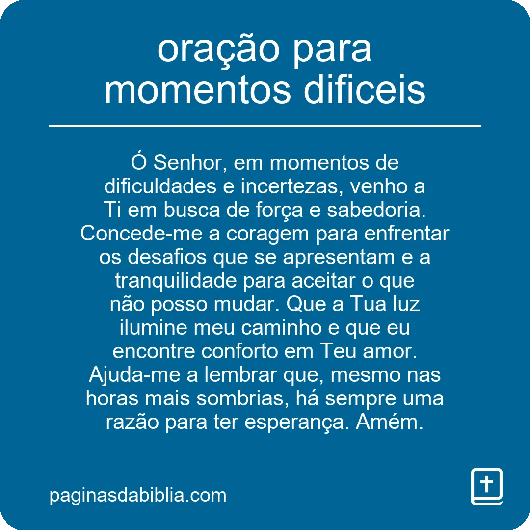 oração para momentos dificeis