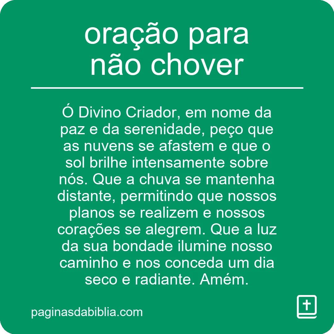 oração para não chover