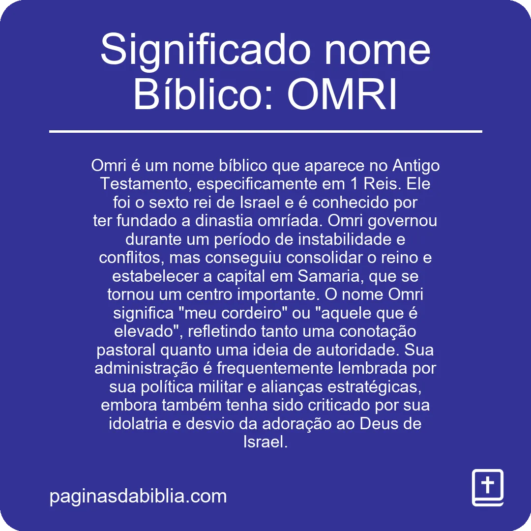 Significado nome Bíblico: OMRI