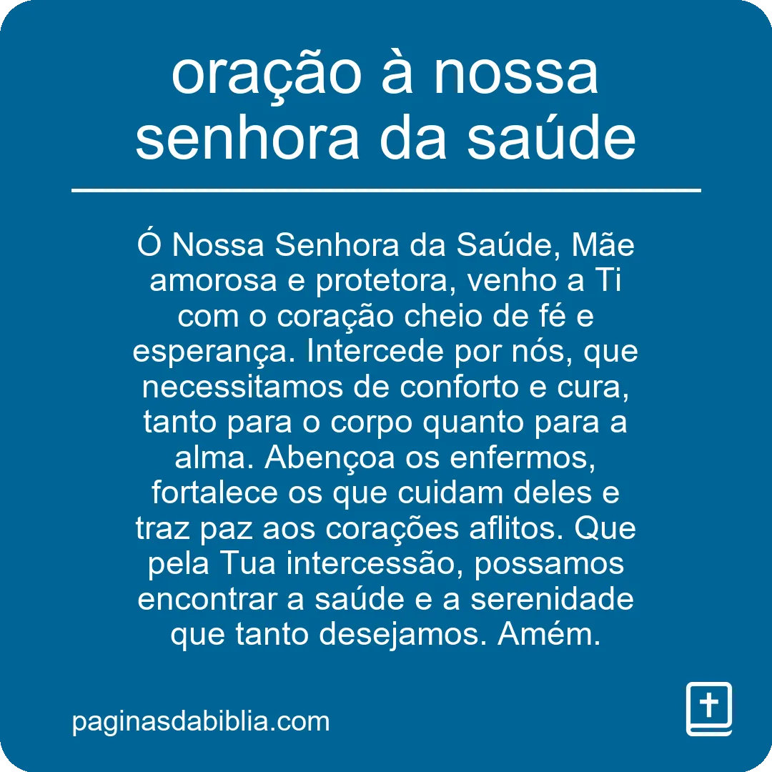 oração à nossa senhora da saúde