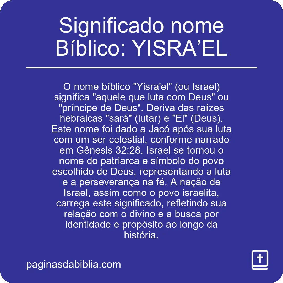 Significado nome Bíblico: YISRA’EL